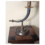 Curved Horn Style Table Lamp with Bronze Tone Base