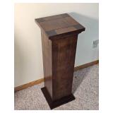 Dark Wood Display Pedestal with Tile Style Top