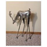 Sculptural Silver Tone Metal Deer Figure