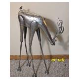Sculptural Silver Tone Metal Deer Figure