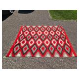 Large Red, Gray, Cream, and Black Geometric Area Rug