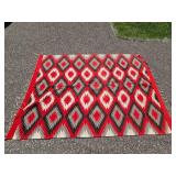 Large Red, Gray, Cream, and Black Geometric Area Rug