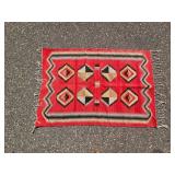 Red, Black, Cream, and Tan Geometric Accent Rug