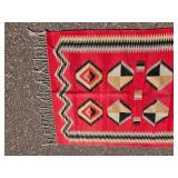 Red, Black, Cream, and Tan Geometric Accent Rug