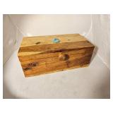 Rustic Wooden Keepsake Box with Turquoise Stone Accent