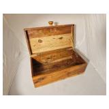 Rustic Wooden Keepsake Box with Turquoise Stone Accent