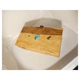 Rustic Wooden Keepsake Box with Turquoise Stone Accent