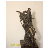 Frederic Remington Style 'The Mountain Man' Western Bronze Tone Sculpture