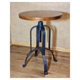 Industrial Style Adjustable Wood and Metal Side Table
