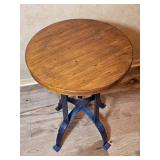Industrial Style Adjustable Wood and Metal Side Table
