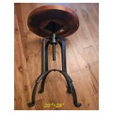 Industrial Style Adjustable Wood and Metal Side Table