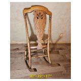 Vintage Oak Pressback Rocking Chair
