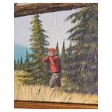 Lucas 1970 Original Framed Whitetail Deer Painting with Picture Light