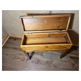 Vintage Wood Sewing Box on Stand