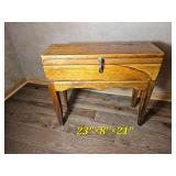 Vintage Wood Sewing Box on Stand