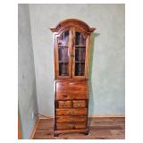 Tall Secretary Desk Bookcase with Glass Doors