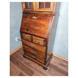 Tall Secretary Desk Bookcase with Glass Doors
