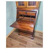 Tall Secretary Desk Bookcase with Glass Doors