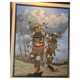 Framed Hopi Kachina Dancer Painting with Picture Light