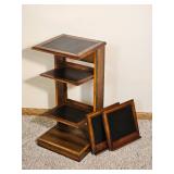 Tiered Wood and Black Panel Display Stand