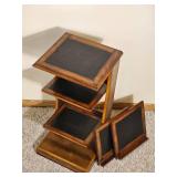 Tiered Wood and Black Panel Display Stand