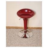 Glossy Red Adjustable Modern Bar Stool