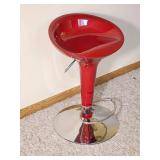 Glossy Red Adjustable Modern Bar Stool