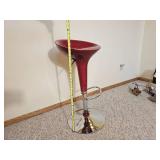 Glossy Red Adjustable Modern Bar Stool