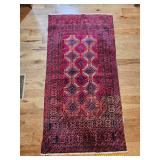 Red and Black Bokhara Style Area Rug, 36 by 72 Inches