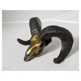 Bronze Tone Ram Skull Decorative Sculpture