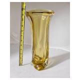 Tall Amber Swirl Art Glass Vase