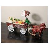 Vintage Cast Iron Fresh Fruits & Vegetables Horse Drawn Wagon Décor