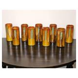 Vintage Signed Dryden Pottery Stoneware Collins Glass Tumbler Set