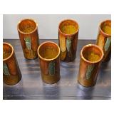 Vintage Signed Dryden Pottery Stoneware Collins Glass Tumbler Set