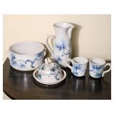 Handcrafted Pine Motif Studio Pottery Serving Collection
