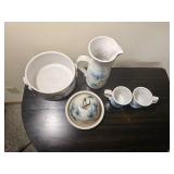 Handcrafted Pine Motif Studio Pottery Serving Collection