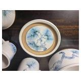 Handcrafted Pine Motif Studio Pottery Serving Collection