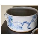 Handcrafted Pine Motif Studio Pottery Serving Collection