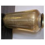 Large Hammered Brass Floor Vase with Rope Accent Detail