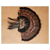Turkey Feather Wall Fan Display with Tassel Accents
