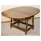 Drop Leaf Wooden Dining Table with Turned Legs