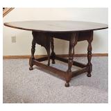 Drop Leaf Wooden Dining Table with Turned Legs