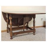 Drop Leaf Wooden Dining Table with Turned Legs