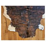 Large Dark Brown and White Cowhide Area Rug