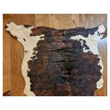 Large Dark Brown and White Cowhide Area Rug