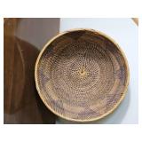 Collection of Woven Basket Wall Decor and Lidded Storage Baskets