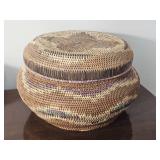 Collection of Woven Basket Wall Decor and Lidded Storage Baskets