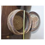 Collection of Woven Basket Wall Decor and Lidded Storage Baskets