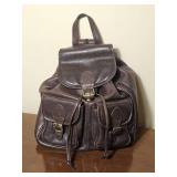 Dark Brown Leather Backpack Purse