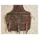 Vintage Tooled Leather Western Saddlebags